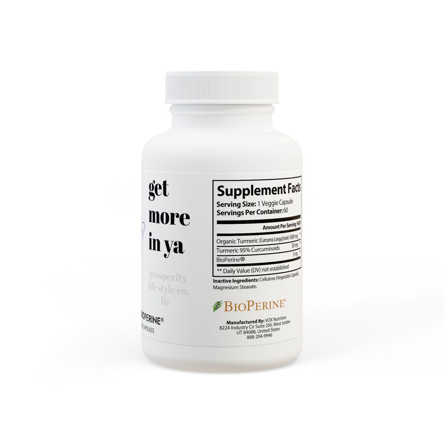 مكمل الكركم مع BioPerine® (مستخلص ثمار الفلفل الأسود) (60 كبسولة)